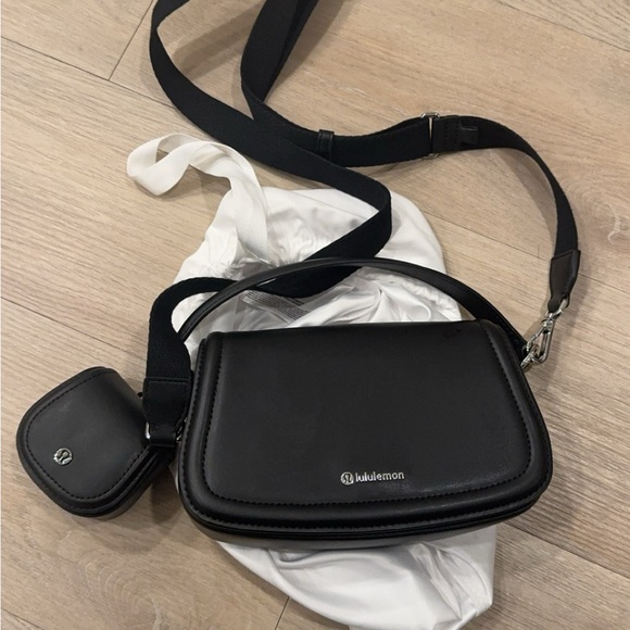 lululemon athletica Handbags - Lululemon Black Leather Crossbody Bag NWOT